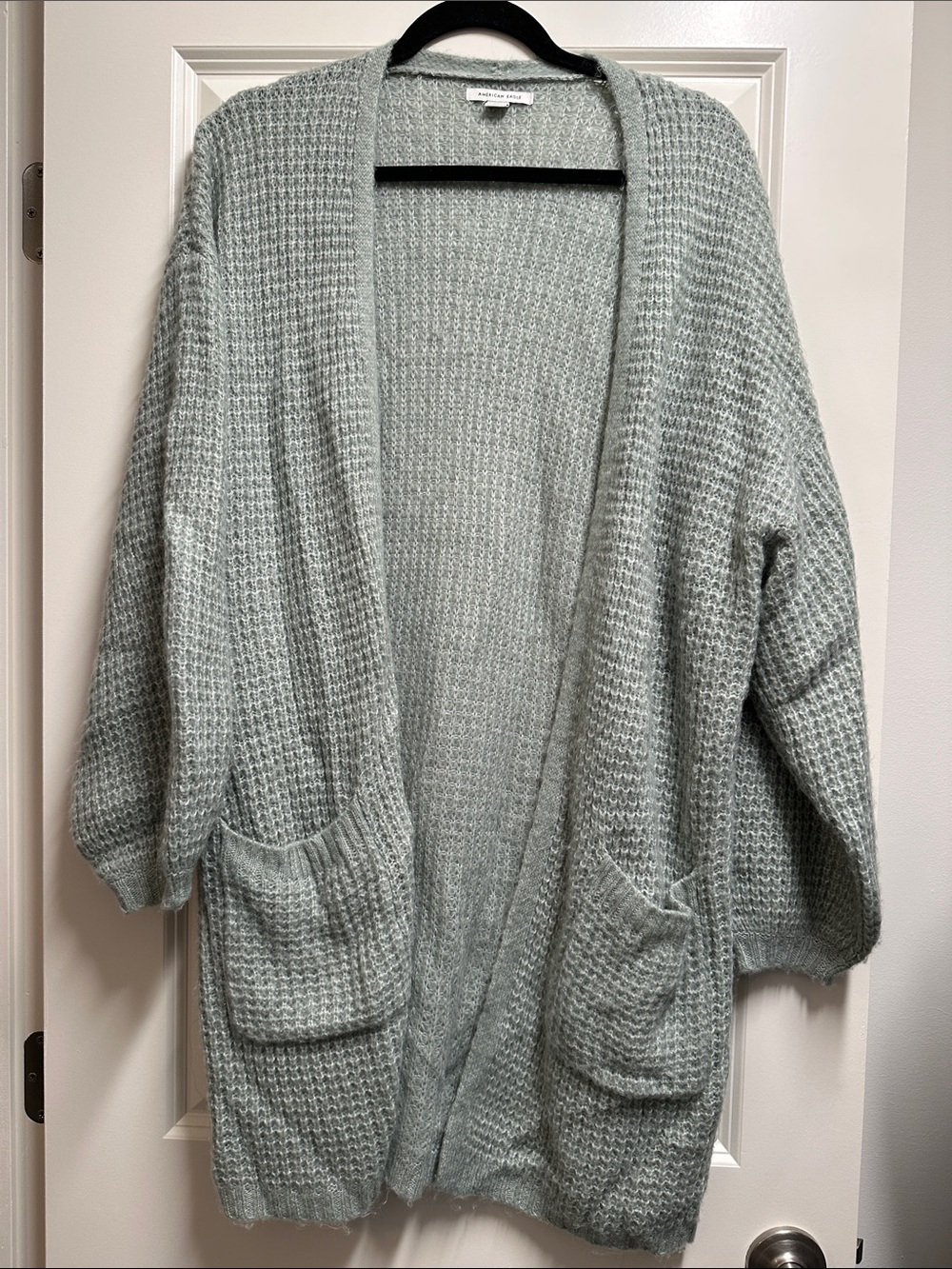 American Eagle Outfitters Mint Green Open-Front Cardigan